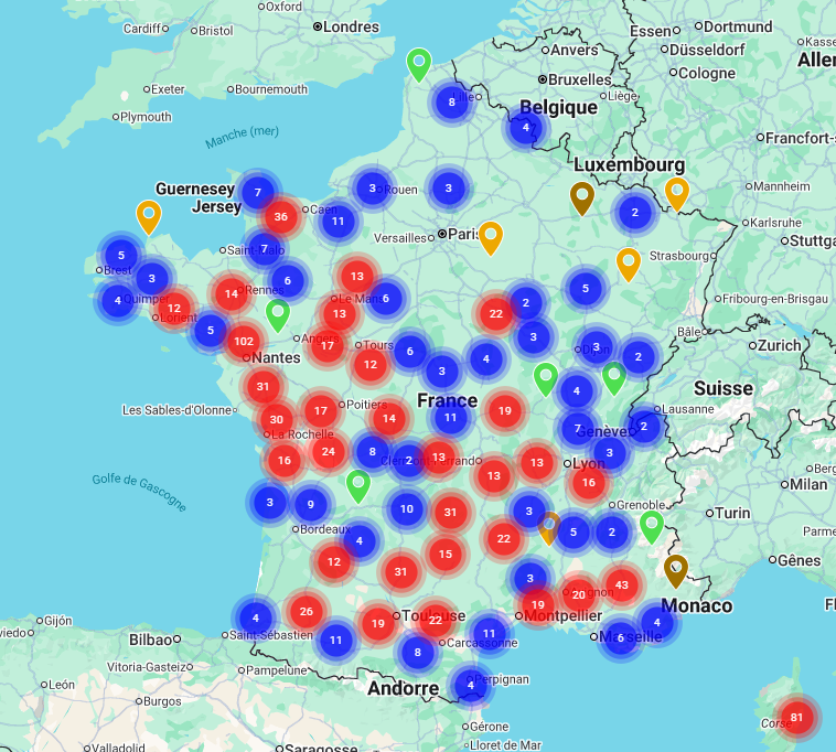 carte des implantations